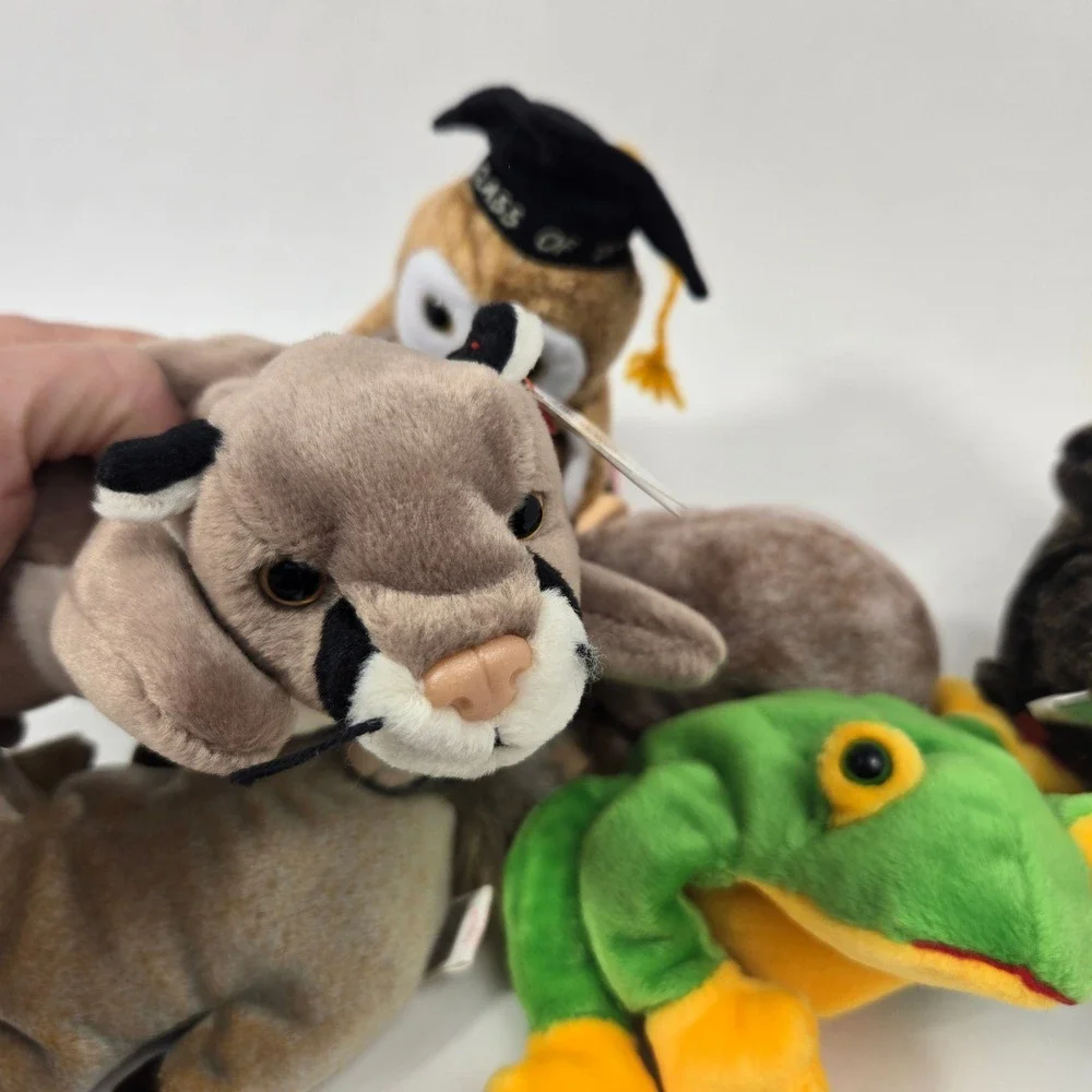 Ty Beanie Babies Lot of 7 Wise Owl Mel Koala Goatee Canyon Smoochy Slowpoke Plus